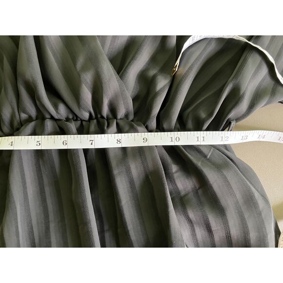 NWT Boohoo striped kimono sleeve peplum wrap tie blouse - Picture 6 of 8